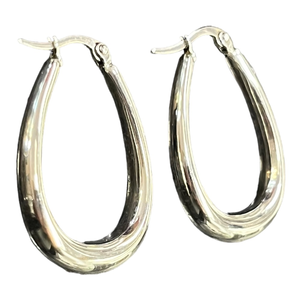 Chisel Stainless Steel Oval Hoop Earrings
